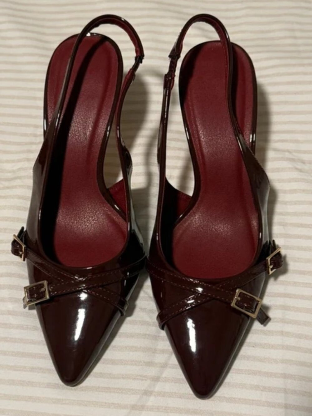 Red kitten heels